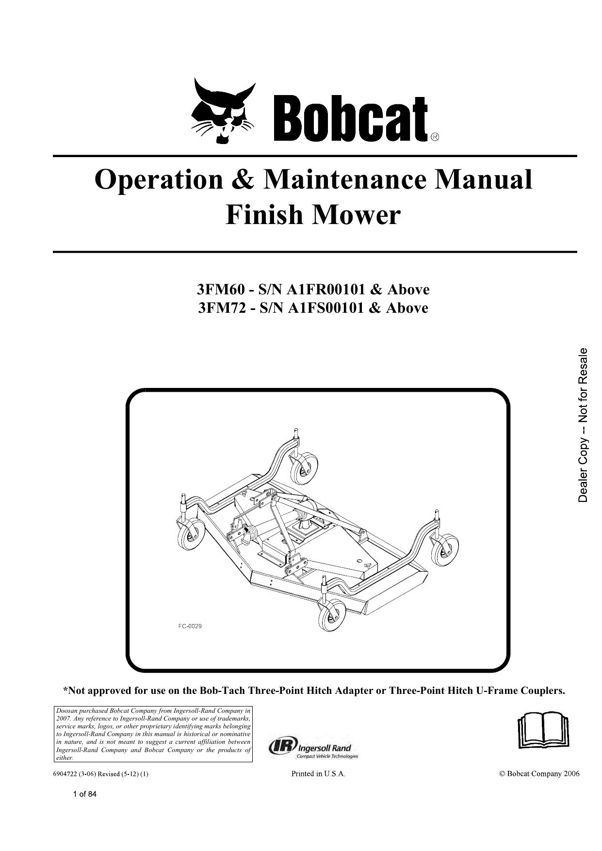 Finish Mower Attachment Operation & Maintenance Manual Bobcat